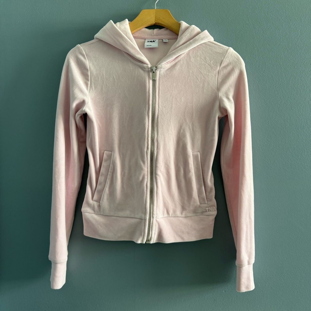 Nicole Pink Velour Zip Hoodie